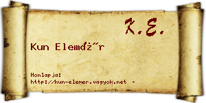 Kun Elemér névjegykártya